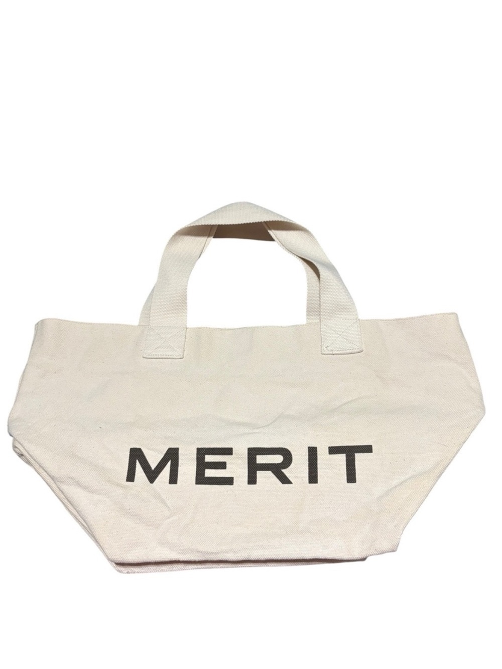 MERIT Cream Canvas Tote Bag with Short Handles
